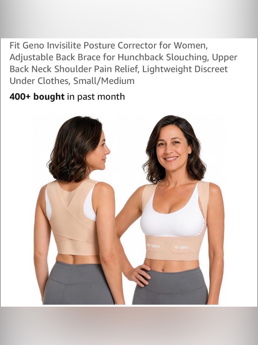 Fit Geno Invisilite Posture Corrector For Women Small/Medium BEIGE NIOB